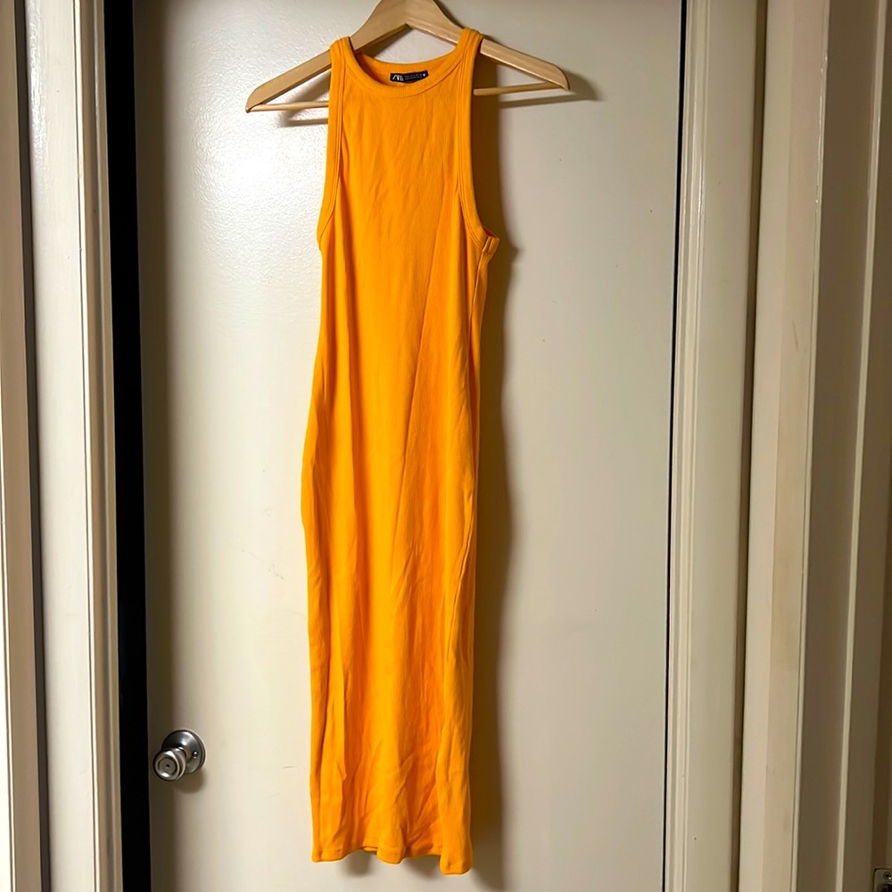 Zara Orange Ribbed Dress- Large